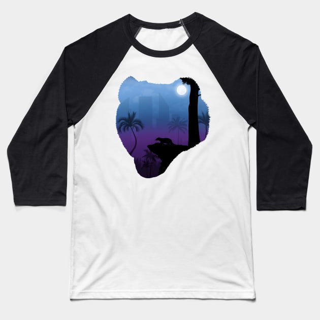 CITY NIGHTLIFE BADGER (SILHOUETTE) Baseball T-Shirt by Pioneering Pieces